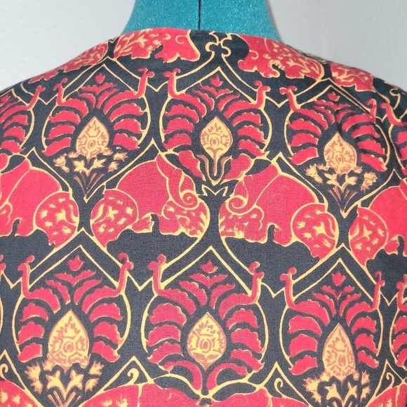 Vintage Thai size 12 red cotton kaftan Maxi Dress house robe loungewear - Picture 4 of 16